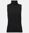 Vince Sleeveless Turtleneck Tank Top In Black
