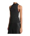 Vince Metallic Mock Neck Alpaca-blend Tank In Black