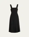 Vince Sleeveless Linen-blend Cami Dress In Black