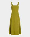 Vince Sleeveless Linen-blend Cami Dress In Herbaria