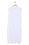 Vince Sleeveless Linen Blend Midi Dress In Optic White