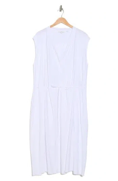Vince Sleeveless Linen Blend Midi Dress In Optic White