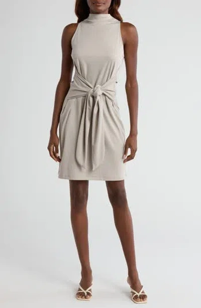 Vince Sleeveless Mock Neck Dress In Peyote