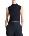 Vince Sleeveless Mock Neck Wool Blend Knit Top In Black