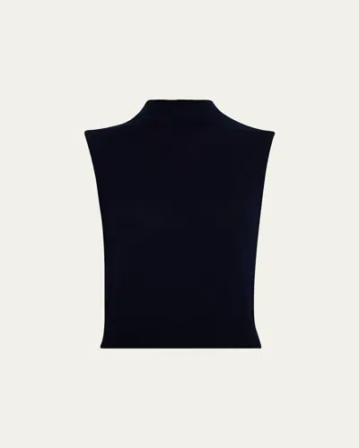 Vince Sleeveless Mock-neck Top In Black