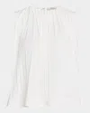 Vince Sleeveless Pleated A-line Top In White