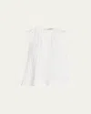 Vince Sleeveless Pleated A-line Top In White