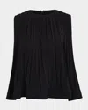 Vince Pleated Sleeveless A-line Top