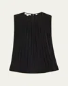 Vince Womens Black Pleated Sleeveless Woven Top In Black