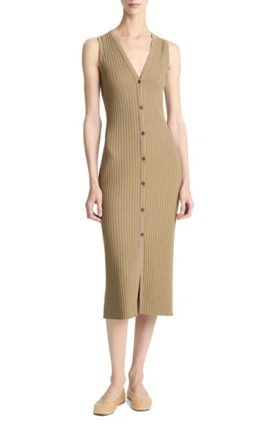 VINCE VINCE SLEEVELESS RIB MIDI DRESS
