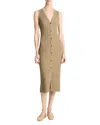 Vince Sleeveless Ribbed Button-front Dress In Brown
