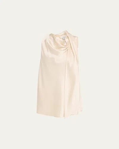 Vince Draped Scarf-effect Satin Top In Neutral