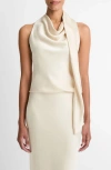 Vince Sleeveless Scarf Satin Top In Neutral