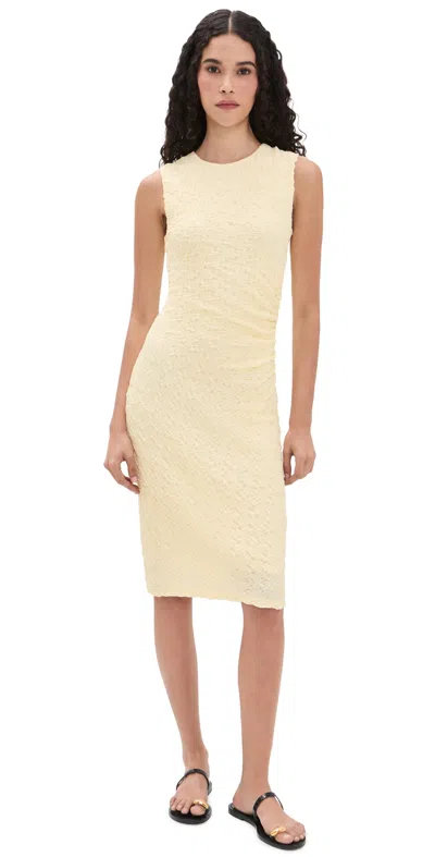 Vince Sleeveless Side Drape Dress Lt Dandelion In Multi