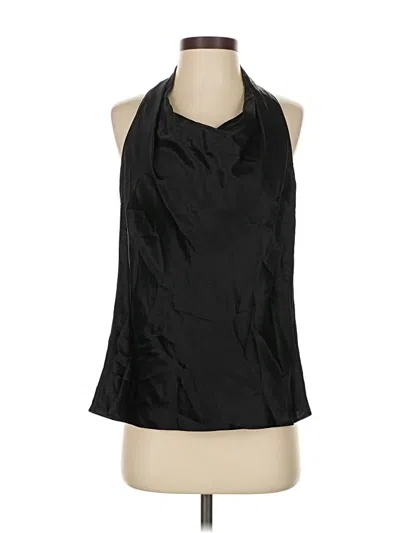 Pre-owned Vince Sleeveless Silk Top Black Halter Neckline Tops