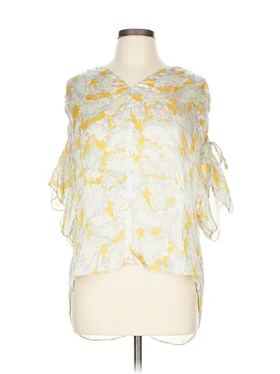 Pre-owned Vince Sleeveless Silk Top Yellow Tie Neck Tops