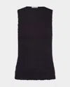 Vince Sleeveless Smocked Top In Black