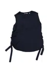 Vince Sleeveless Top In Navy Blue Rayon In Blue