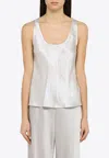 Vince Acetate Tank Top Scoop Neckline In Metallic