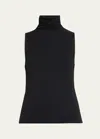 Vince Sleeveless Modal Turtleneck Top In Black