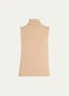 Vince Sleeveless Turtleneck Top In H Cashew