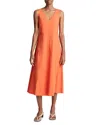 Vince Relaxed Sleeveless Linen Blend Midi Dress In Ruby Dusk