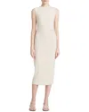 Vince Crewneck Sleeveless Midi Sheath Dress In Brown