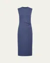 Vince Sleeveless Waist-gathered Midi Dress In Dk Peri