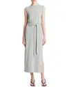 Vince Sleeveless Cotton Knit Midi Dress In Grey