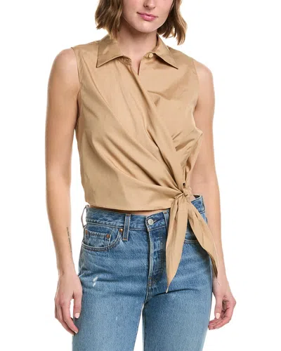Vince Sleeveless Wrap Shirt In Brown