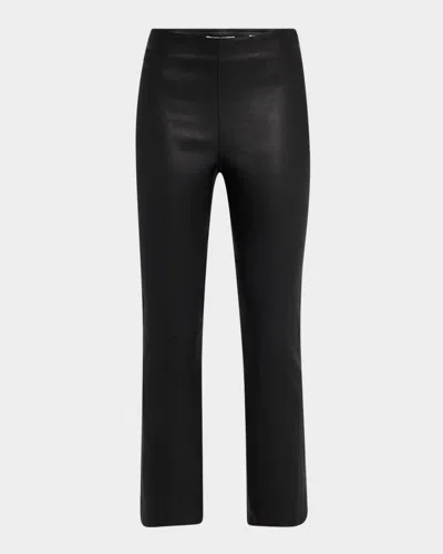 Vince Slim Cropped Leather Pants In Black