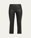 Vince Slim Cropped Leather Pants In Black