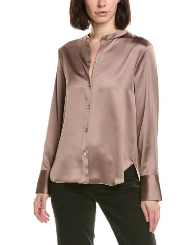 Vince Slim Fit Blouse In Brown
