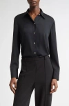 Vince Slim Fit Long Sleeve Button-up Shirt In Black
