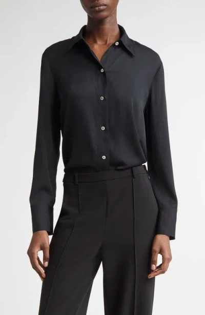 Vince Slim Fit Long Sleeve Button-up Shirt In Black