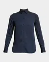 Vince Slim-fit Long-sleeve Stretch-silk Blouse In Coastal
