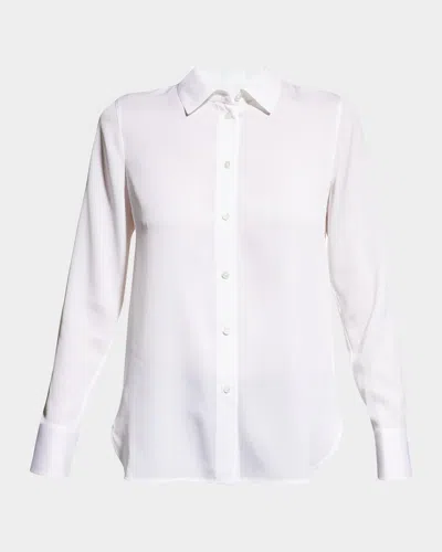 Vince Slim-fit Long-sleeve Stretch-silk Blouse In White