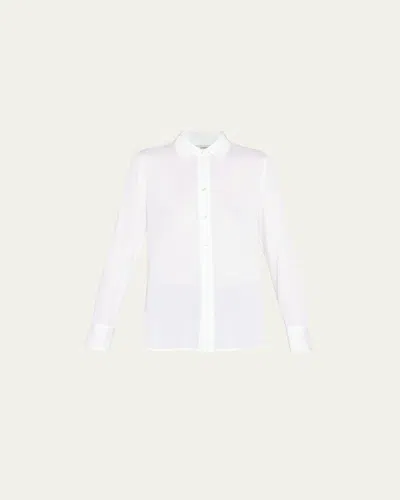 Vince Slim-fit Long-sleeve Stretch-silk Blouse In White