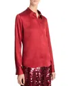 Vince Slim Fit Satin Shirt In Ruby Ink