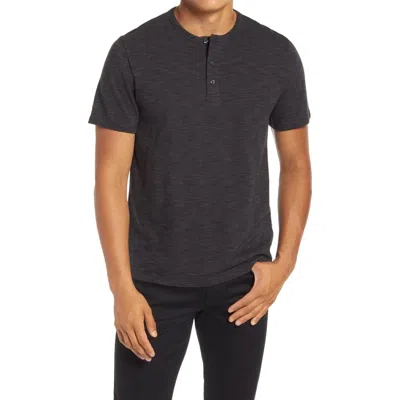 Vince Slim Fit Short Sleeve Henley In Black