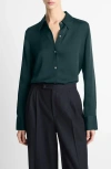 Vince Slim Fit Silk Blend Button-up Shirt In Green