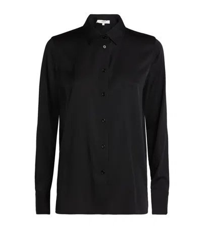 Vince Slim-fit Silk Blouse In Black