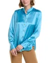 VINCE VINCE SLIM FITTED BAND COLLAR SILK BLOUSE