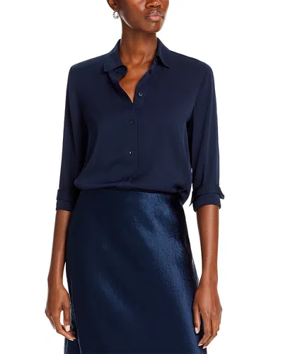 Vince Slim Fitted Blouse In Coastal Blue