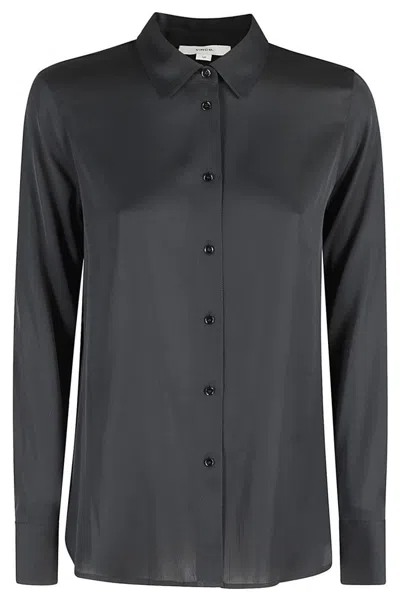 Vince Slim Fitted Blouse In Black