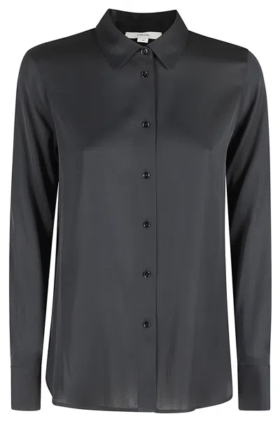 Vince Slim Fitted Blouse In Blk Black