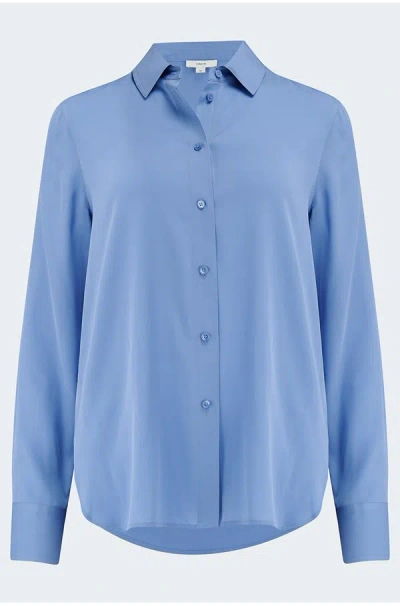 Vince Slim Fitted Blouse In Azure Gem In Cerulean