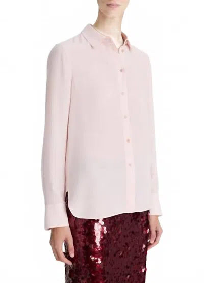 Vince Slim Fitted Button Down Blouse In Ballet Pink