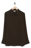 Shop Vince Slim Fitted Button Front Blouse In Black Leaf
