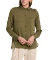 Vince Slim-fitted Stretch Silk Button-front Blouse In Green